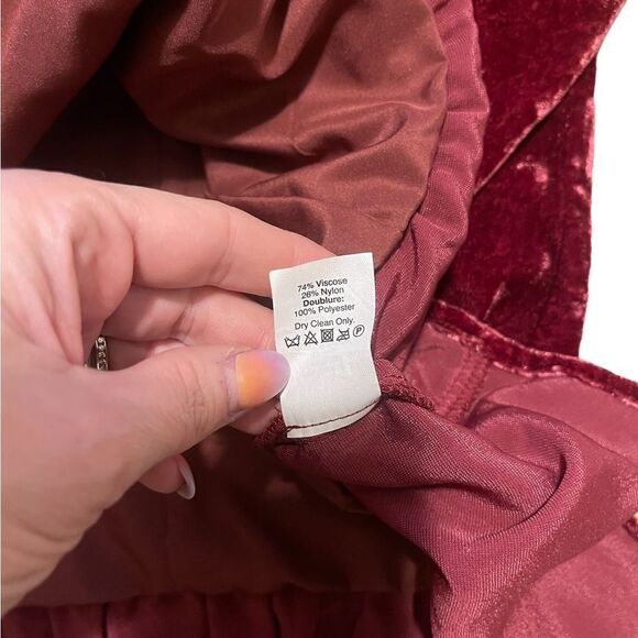 J.Crew Factory Red Velvet Peplum Top - Picture 10 of 11